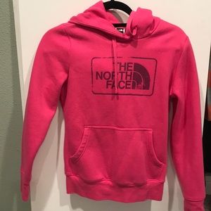 The North Face pink hooded sweater women XS